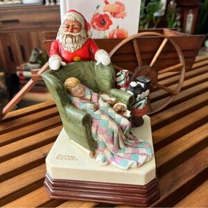 Norman Rockwell Santa‎ with Child in Green Chair Musical Figurine